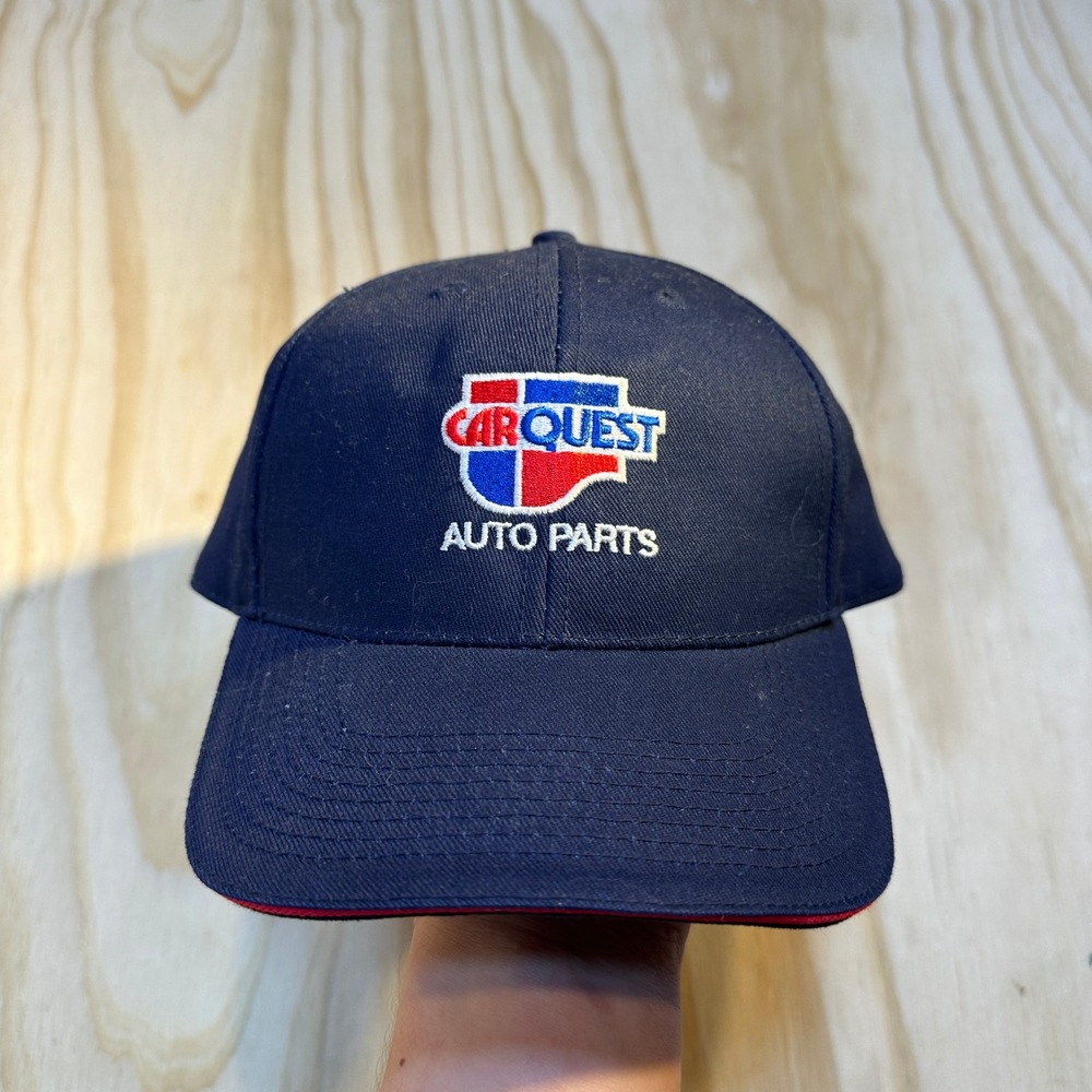 Carquest Auto Parts Navy Blue Adjustable Strapback Hat Brass Buckle OSFM Mens